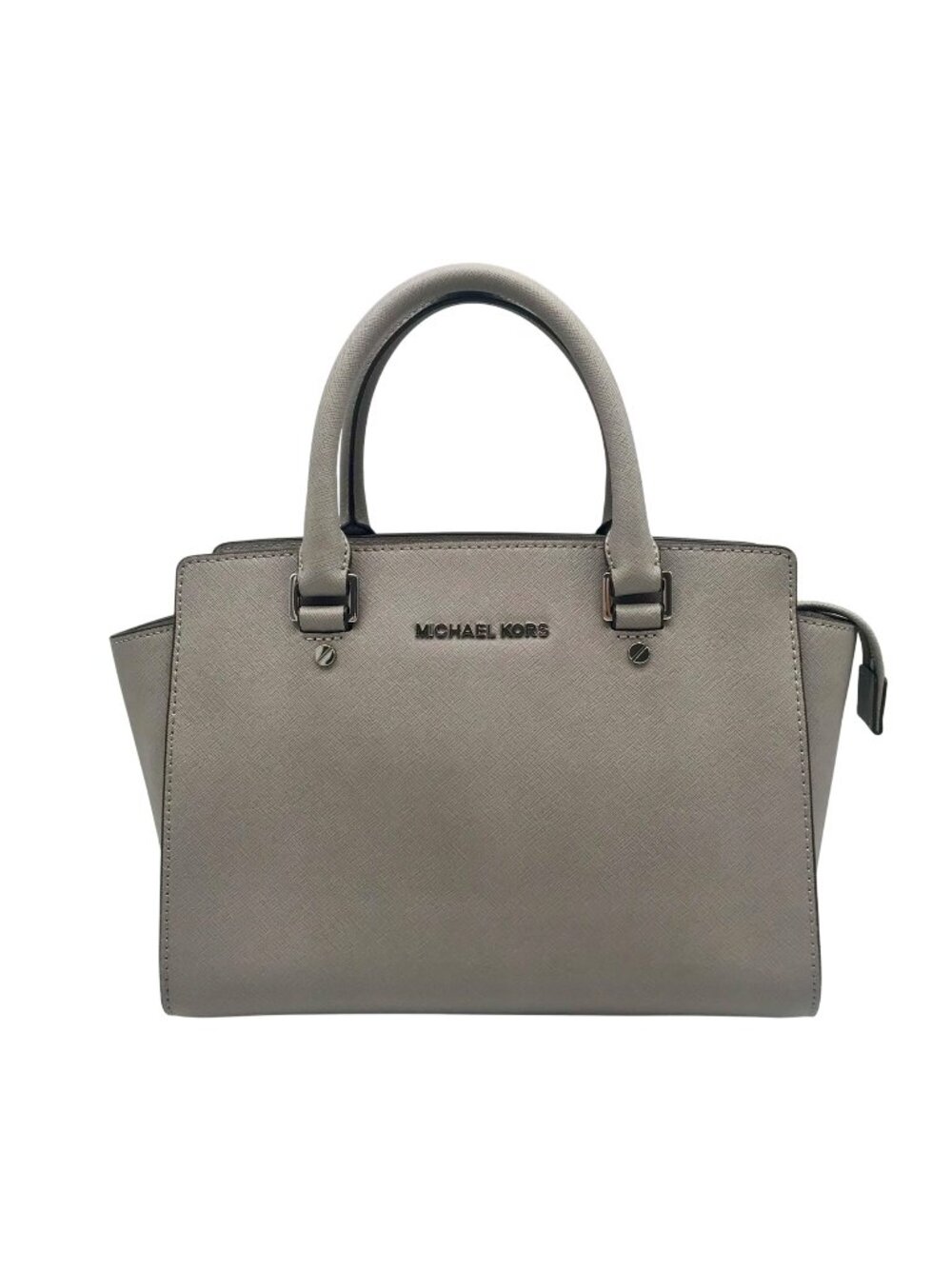 Michael Kors Grey Saffiano Selma Medium Convertible Satchel